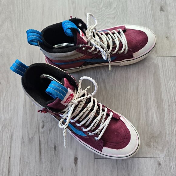 Vans | SK8-HI MTE-2 red leopard print colorful outdoor sporty sneakers | WMS 9.5 - Picture 3 of 10